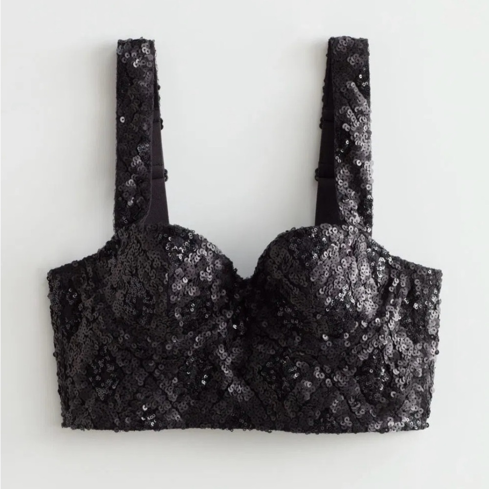 & Other Stories Black Sequin Bralette